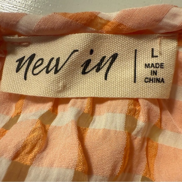New In | Orange & White Gingham Ruffled Blouse | Sz L - Picture 7 of 9
